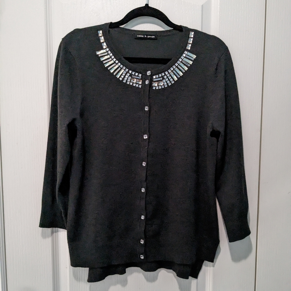 Cable & Gauge Grey Jewelled Sweater